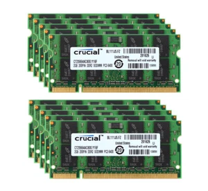 Crucial 10x 2GB 2RX8 PC2-6400S DDR2 800Mhz 200Pin SODIMM RAM Laptop Memory 10pcs - Picture 1 of 12