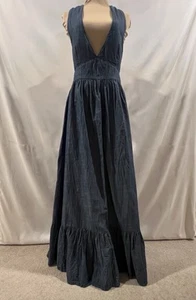 Womens Maxi Halter Dress Denim Halter Dress Tiered Maxi Dress Empire Waist *read - Picture 1 of 22