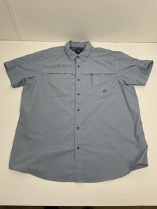 Wrangler ATG Regular Fit Herren Kurzarm Blau XL Knopfleiste Reißverschlusstasche -A - Bild 1 von 10