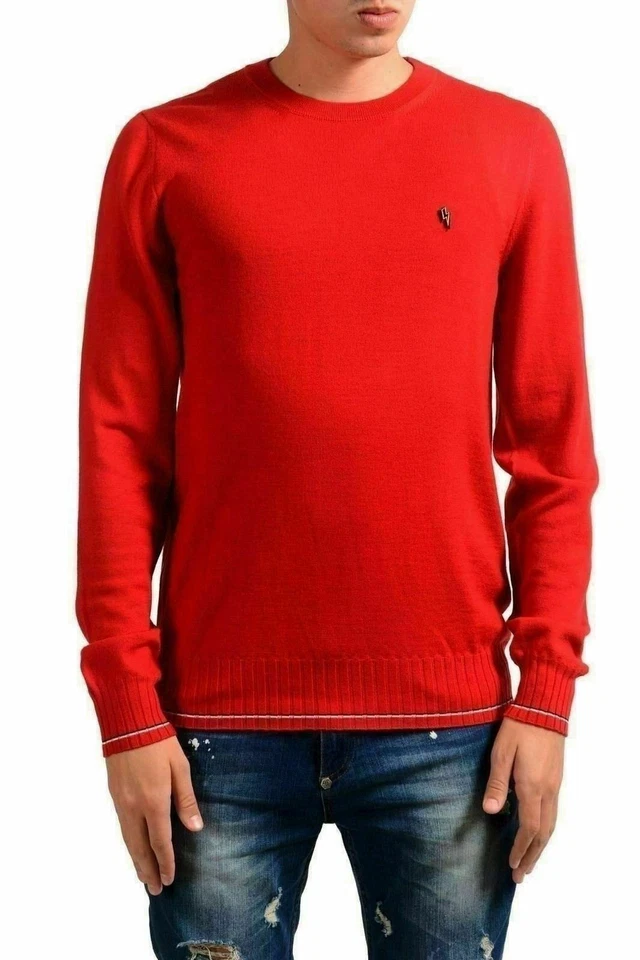 Suéter Just Cavalli Para Hombre Lana Rojo Cuello Redondo US M IT 50 Foto 1 de 4