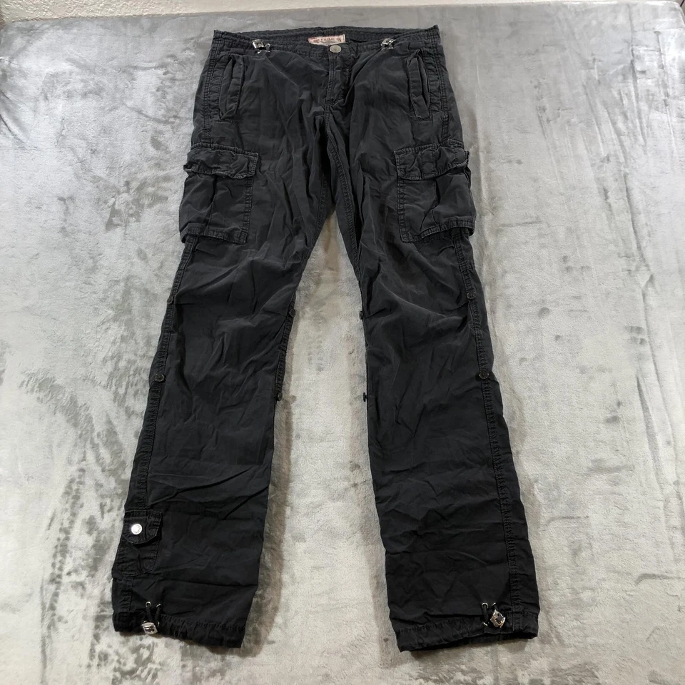 Pantalones cargo True Religion Section para mujer 25 negros tiro bajo convertibles lengüeta enrollable Foto 1 de 4