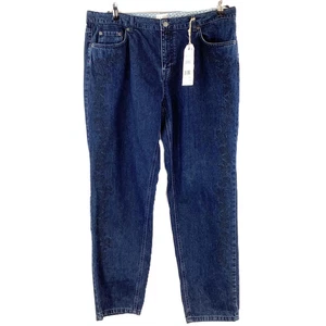 East Indigo Blue Floral Embroidered Tapered Leg Jeans UK 12 NWT £99 - Picture 1 of 7