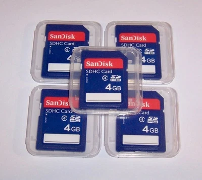Lot of 5 New SanDisk 4gb SD Memory Cards - 4 gb SanDisk SD Cards - Image 1 of 3