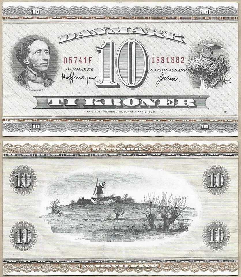 Denmark 1972 10 Kroner Banknote H.C. Andersen G P-44ag - Image 1 of 1