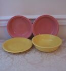 4 PC HOMER LAUGHLIN FIESTA 3 SOUP CEREAL BOWLS +1 SALAD PLATE ROSE PINK & YELLOW