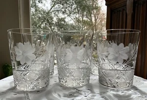 American Brilliant Cut Glass Whiskley Tumbler Glasses (6) Floral & Harvard - Picture 1 of 11
