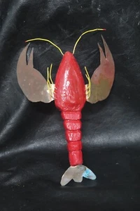 Antique Crawfish decoy w/metal claws and tail.  Measures approx. 7 1/2" long - Picture 1 of 7