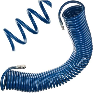 Druckluft Spiralschlauch 15m mit Schnellkupplung und Stecknippel 8x12mm 10 Bar - Bild 1 von 17
