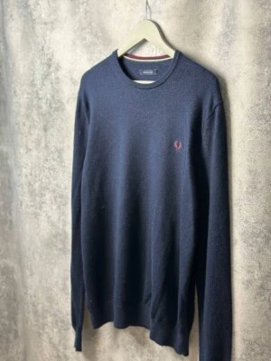Fred Perry 100% Merino Wool Sweater Navy Men's Size 2XL - Image 1 of 4