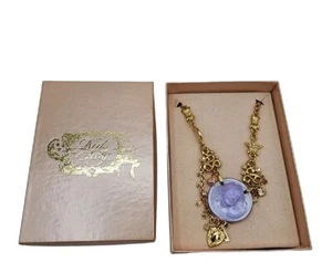Kirks Folly Dream Angel Lavender Glass Cameo Gold Tone Charm Necklace Jewelry  - Bild 1 von 4