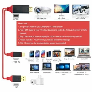 USB3.1 TypeC to 4K 60hz HDMI HDTV TV Cable Adapter For Samsung Galaxy S20 Note10 - Picture 1 of 10