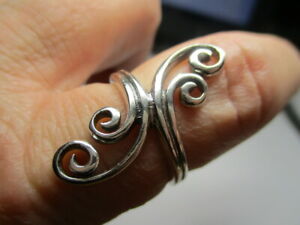 STERLING SILVER 925 BRAND NEW DOUBLE MULTI SWIRL 1.25 INCH BAND RING SIZE 7