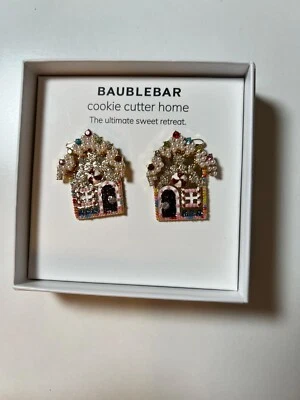 Baublebar 金色耳环水晶姜饼屋饼干圣诞假期 — 第 1/4 张图片