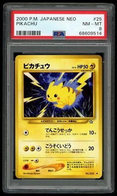 Pokemon Japanese Neo 1 Genesis 025 Pikachu 2000 Card 25 70/111 PSA 8 68609514 - Image 1 of 2