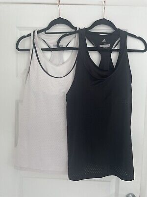 Adidas Climalite Black And White Breathable Workout Vests With Support Size M • 18.12€