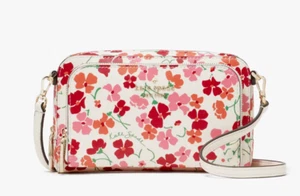 New Kate Spade Staci Sunny Floral Dual Zip Around Crossbody Pink Multi - Picture 1 of 5