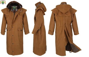 Edinburgh langes Cape/Staubtuch aus Wachs-Baumwolle Unisex - komplett gefüttert von Hunter Outdoor hellbraun - Bild 1 von 12