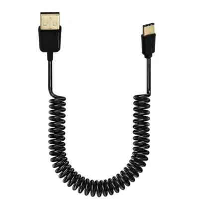 USB 2.0 A Male to USB 3.1 Type-C Male  Coiled Spring Charging Cable Connector - Image 1 of 4