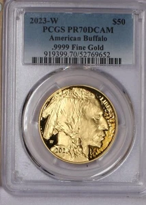 2023-W Gold Buffalo 1 oz. $50 PCGS PR70 Deep Cameo - Picture 1 of 2