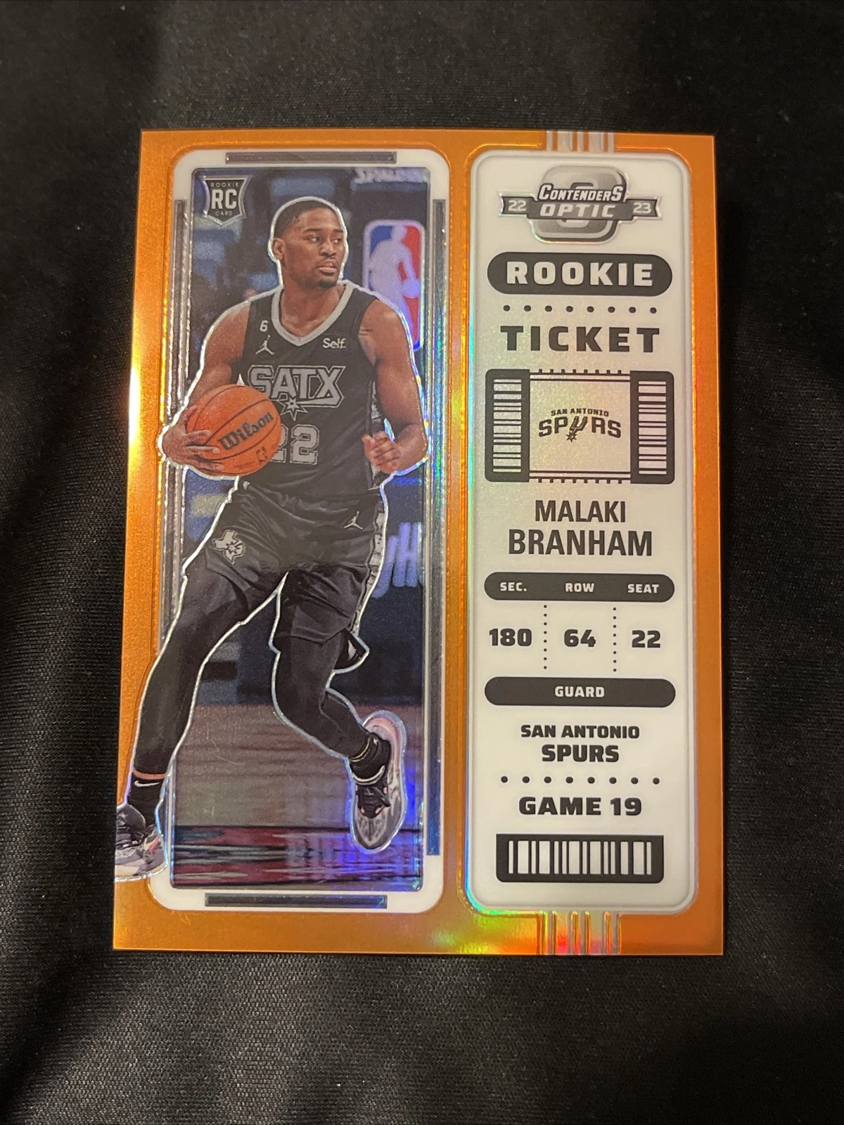 🔥2022-2023 Contenders Optic Malaki Branham Rookie Orange Prizm #’d/49! Spurs 🔥