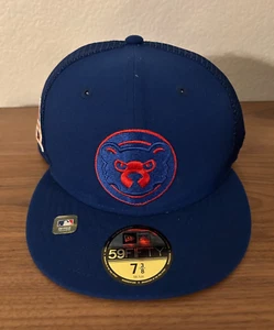 Chicago Cubs Cap Hat New Era 59Fifty Fitted Blue Spring Training Mesh New 7 3/8 - Picture 1 of 5
