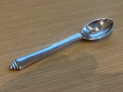 Georg Jensen Pyramid Solid Sterling Silver Mocha Spoon 3 3/4" 1933-44 Hallmarks - Image 1 of 4