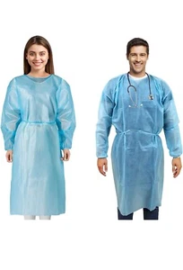 MEDICAL NATION 140 Pack Disposable Isolation Gowns - Blue Level 2 SMS 40gsm PPE - Picture 1 of 15