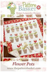 The Pattern Basket FLOWER POTS Patrón de Edredón ~ 58" x 68" Use Octavos Grasos - Imagen 1 de 2