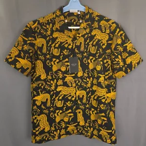 Mens Y2K Shirt Medium Dragon Button Short Sleeve Asian Mystical Fantasy NEW - Picture 1 of 10
