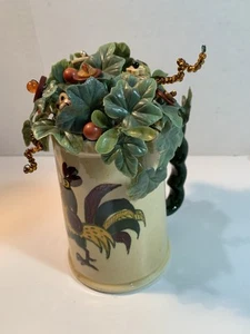 VTG Button Bokay/Rooster Mug/Prim-Country-Cottage Chic-Farmhouse-Rustic Decor - Picture 1 of 7