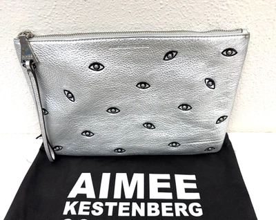 NEW Aimee Kestenberg Pebble Leather Eye Love Pouch - Metallic Silver  - Image 1 of 4