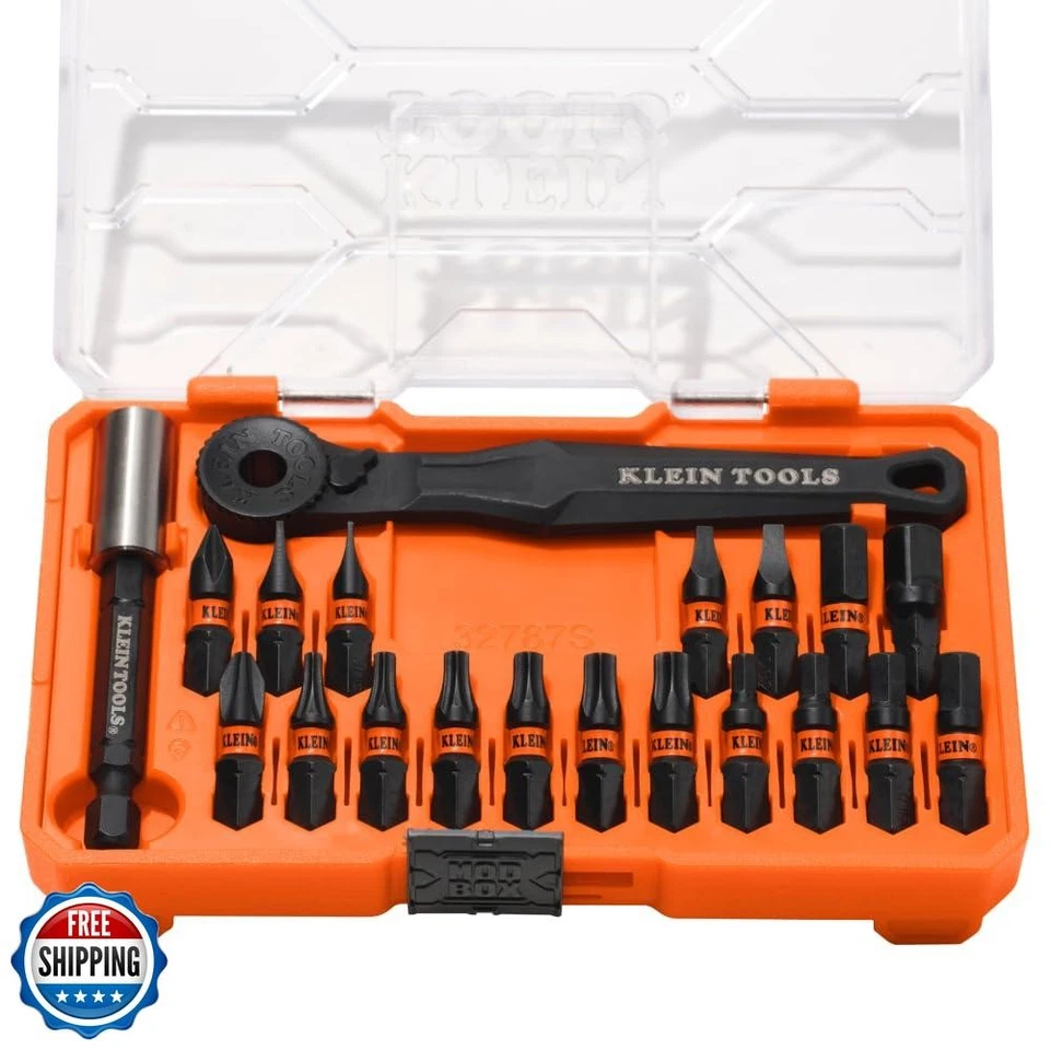 Klein Tools 32787S Slim Micro-Ratchet ProFlex Juego de Brocas de Destornillador de Impacto, 20 Piezas Foto 1 de 4