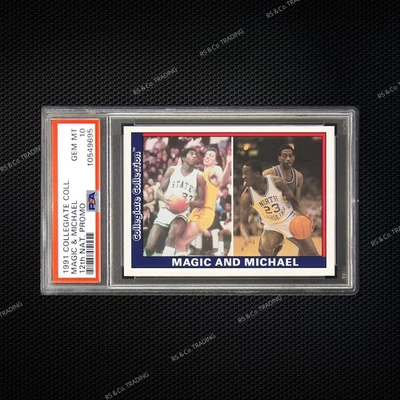 1991 Collegiate Collection 'PROMO' Michael Jordan & Magic Johnson PSA 10 - Image 1 of 2