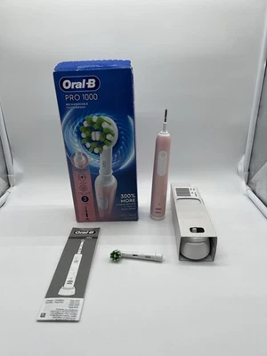 Escova de dentes elétrica recarregável Oral-B Pro 1000 rosa (usada, testada funciona) - Imagem 1 de 4