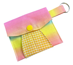 Keychain 3 Pocket ID Holder Money Card Pouch 4"x3.5" Wallet Gradient Handmde New - Picture 1 of 10