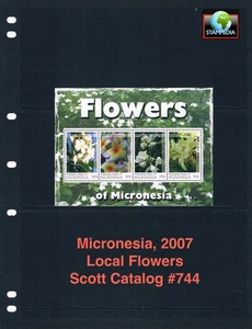$7.25 Scott Value - 2007 MICRONESIA Flowers s/s South Pacific CV MNH NH UMM - Picture 1 of 4