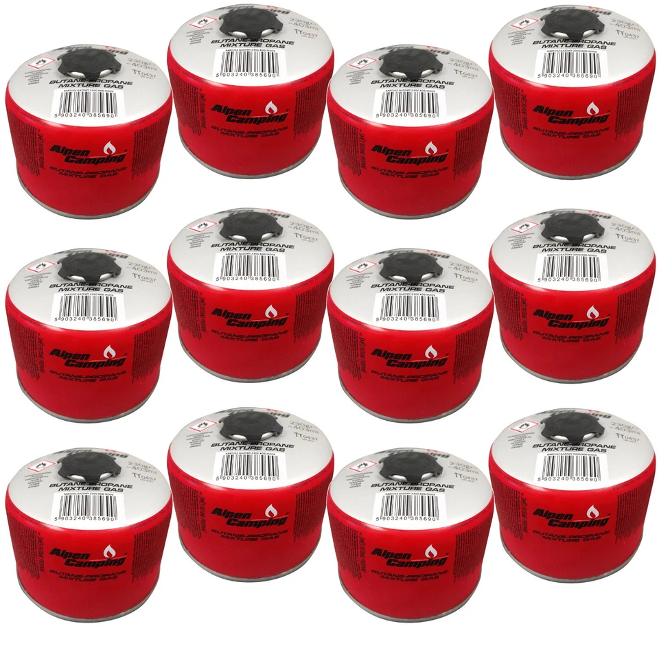 INKO-TIME 12x Gaskartusche Gasflasche für Kocher Propan-Butan 230g Ventil 7/16" Inko