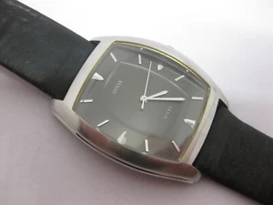 Guess Brand Unisex STEEL Watch Black Leather Silver Face Fresh Battery G66300G - Picture 1 of 7