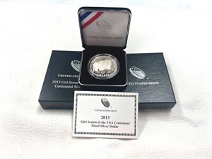2013 Girl Scouts Of The USA Commemorative Proof Silver Centennial Dollar -KR558 - Picture 1 of 3