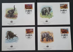 1983 UGANDA AFRICA SET WWF WILD ANIMALS ELEPHANTS FDC - Picture 1 of 1