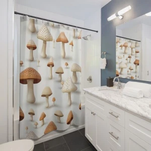 3D Mushroom Print Shower Curtain | Whimsical Bathroom Decor - Picture 1 of 3
