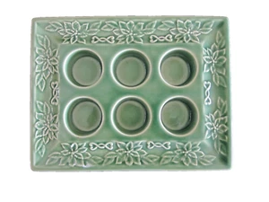 Bordallo Pinheiro Poinsettia Tealight vassoio portacandele natalizio foglia verde - Foto 1 di 3