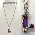 925 Sterling Silver Chain Amethyst Wand Crystal Point Pendant Handcrafted Dainty