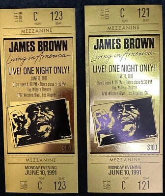 4 Unused, GOLD, 100.00 MEZZANINE Tickets , Los Angeles, from James Brown Estate - Image 1 of 3
