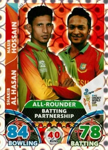 2015 BANGLADESH Cricket Card SHAKIB AL HASAN & NASIR HOSSAIN World Cup - Picture 1 of 2