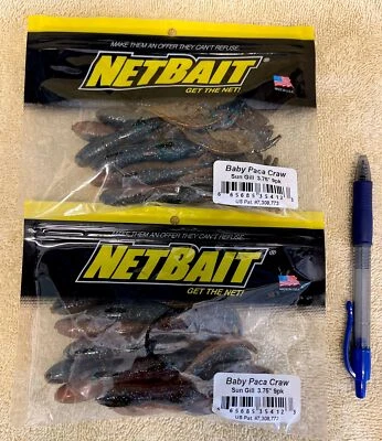 2 paquetes Netbait Baby Paca Craw, Sun Gill, 9 por paquete, infusión de sal y aroma, Foto 1 de 4