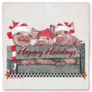 Piglets Farm Christmas Kitchen Towel Holiday Pet Gifts - Picture 1 of 1