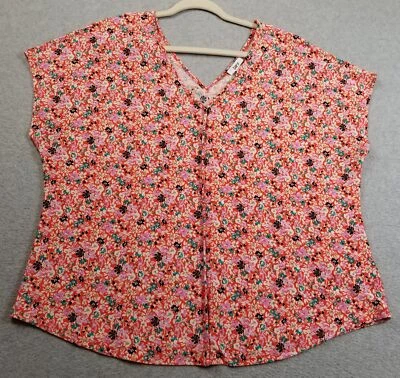 Blusa jersey elástica manga corta floral multicolor 1X Plus bar III Top para mujer Foto 1 de 4