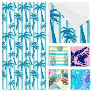 Blue Tropical Microfiber Beach Towel Quick Dry Sandproof Hawaii Blanket Pool - Picture 1 of 7