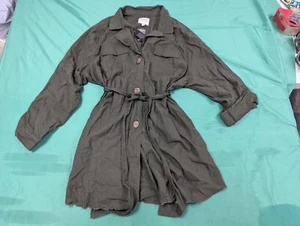 Women’s Torrid Hunter Green Unlined Trench Coat Size 3 (3X) Adjustable Sleeves - Picture 1 of 7